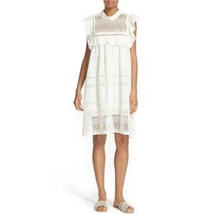 Sea NY white crochet Baja lace pinafore dress
